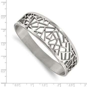Stainless Steel Polished Geometric Cut-out Hinged Bangle — alternate view