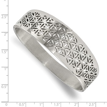 Chisel Stainless Steel Polished Flower Cut-out Hinged Bangle — alternate view