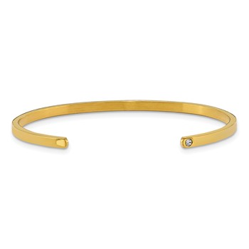 Chisel Stainless Steel Polished and Enameled Yellow IP-plated with Crystal LOVE YOU TO THE MOON AND BACK 3mm Cuff Bangle — alternate view