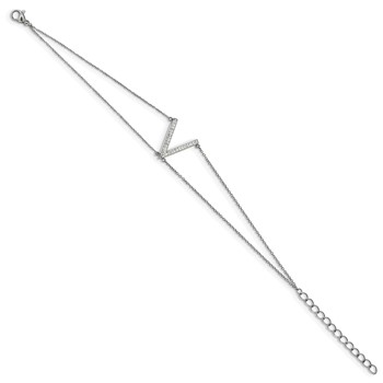 Stainless Steel Polished w/Preciosa Crystal MultiStrand w/2in ext. Bracelet — alternate view