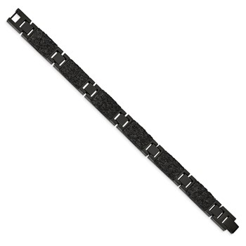 Chisel Stainless Steel Polished Black IP-plated Wire Inlay 8.5 inch Link Bracelet — alternate view