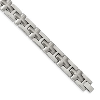 Chisel Stainless Steel Brushed and Polished 8.5 inch Cross Link Bracelet