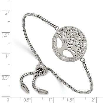 Chisel Stainless Steel Polished with Preciosa Crystal Tree of Life Adjustable Bracelet — alternate view