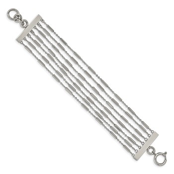Stainless Steel Polished Multi Strand 7.5in Bracelet — alternate view