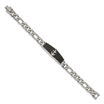 Chisel Stainless Steel Polished Black IP-plated Laser Cut Anchor 8.5 inch ID Bracelet — alternate view