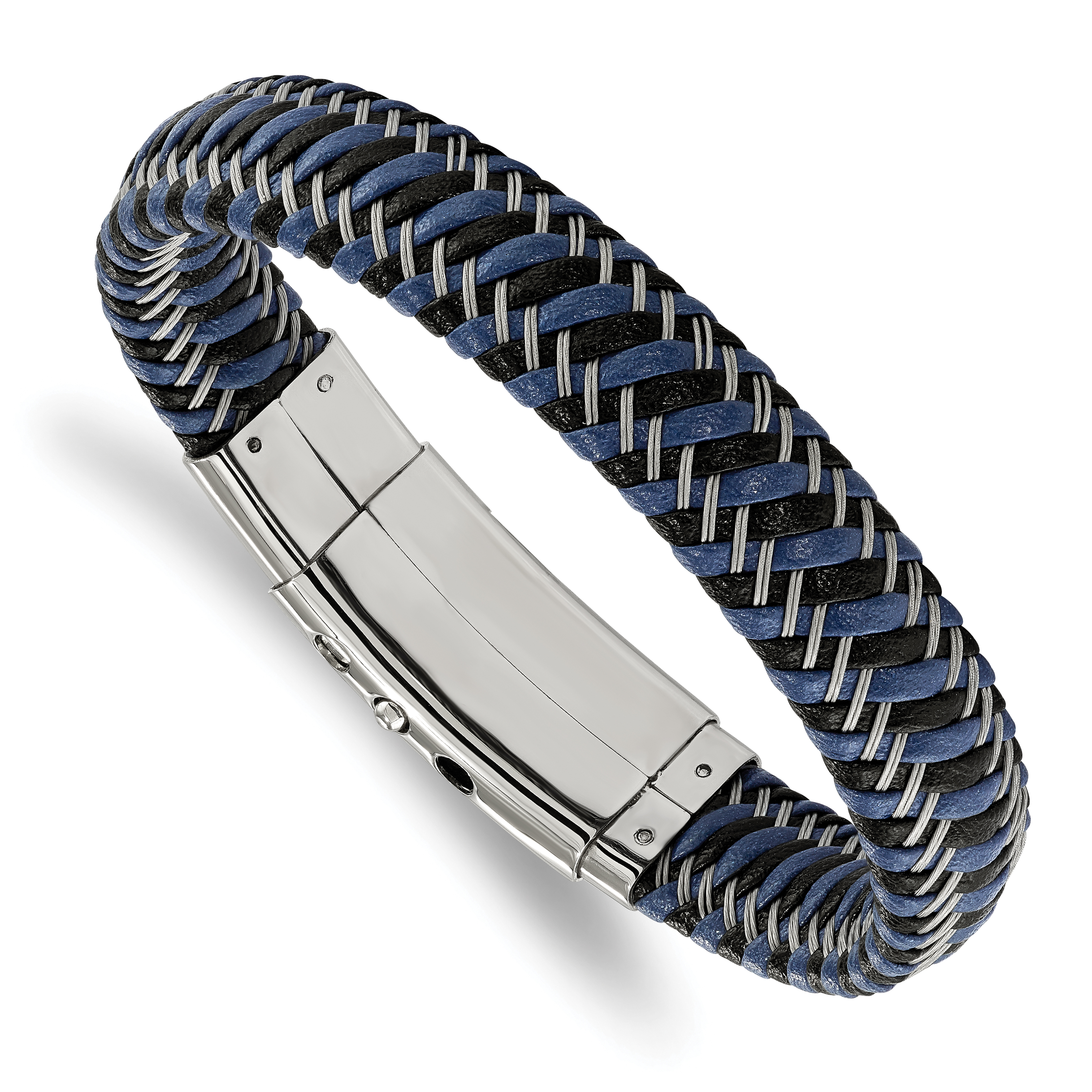 Chisel Stainless Steel Polished Braided Wire and Black and Blue