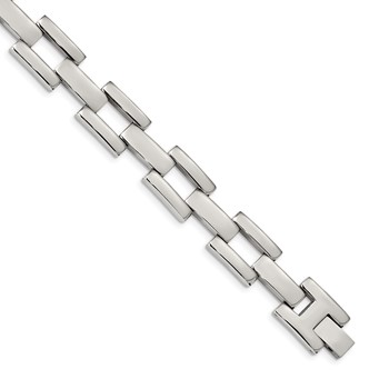 Chisel Stainless Steel Polished 8.5 inch Open Square Link Bracelet