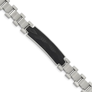 Chisel Stainless Steel Brushed and Polished with Solid Carbon Fiber Inlay 8.25 inch Bracelet