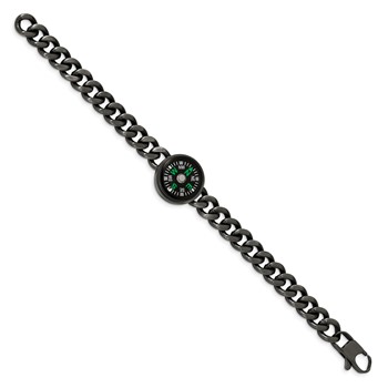 Chisel Stainless Steel Brushed Gun Metal IP-plated with Functional Compass 8.25 inch Bracelet — alternate view
