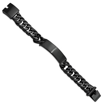 Chisel Stainless Steel Brushed Black IP-plated Curb Chain 9 inch ID Bracelet — alternate view