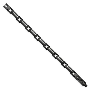 Chisel Stainless Steel Polished Black IP-plated with CZ 8.25 inch Bracelet with .5 inch Extension — alternate view
