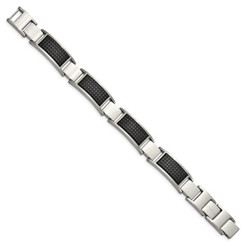 Chisel Stainless Steel Brushed and Textured Black IP-plated 8 inch Link Bracelet with .5 inch Extension — alternate view