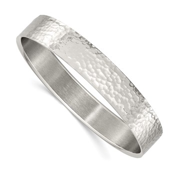 Stainless Steel Brushed and Polished Hammered Bangle