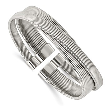 Stainless Steel Polished and Textured Moveable Cuff Bracelet