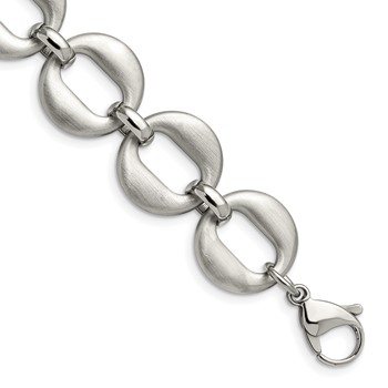 Chisel Stainless Steel Polished and Brushed 7.5 inch Open Link Bracelet with .5 inch Extension