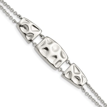 Stainless Steel Polished and Textured w/1in ext.7in Bracelet