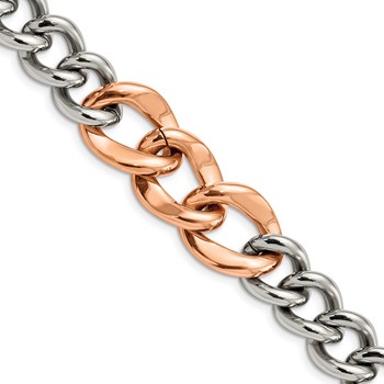 Stainless Steel Polished Rose IP-plated 7.5in Bracelet