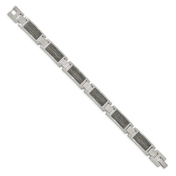 Chisel Stainless Steel Brushed with Grey Wood Inlay 8.75 inch Link Bracelet — alternate view