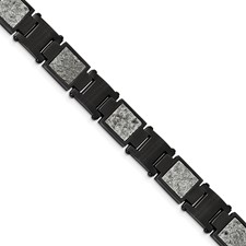 Image of Chisel Stainless Steel Polished Black IP-plated with Sedimentary Rock Inlay 8.5 inch Link Bracelet
