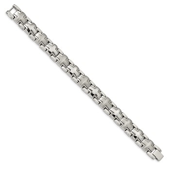 Chisel Stainless Steel Brushed and Polished 8.25 inch Cross Link Bracelet — alternate view