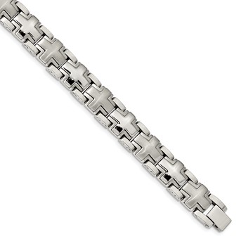 Chisel Stainless Steel Brushed and Polished 8.25 inch Cross Link Bracelet