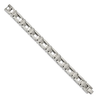 Chisel Stainless Steel Brushed and Polished 8.5 inch Open Cross Link Bracelet — alternate view