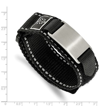 Chisel Stainless Steel Brushed Black Nylon with Adjustable Velcro Close Medical ID Bracelet — alternate view