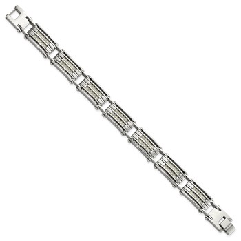 Chisel Stainless Steel Polished with Grey Carbon Fiber Inlay 8.25 inch Link Bracelet — alternate view