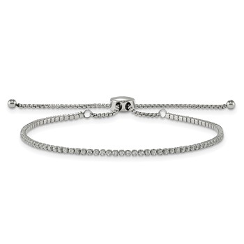 Chisel Stainless Steel Polished CZ Adjustable Bracelet — alternate view