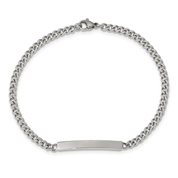 Chisel Stainless Steel Polished Flat Curb Chain 8.5 inch ID Bracelet — alternate view
