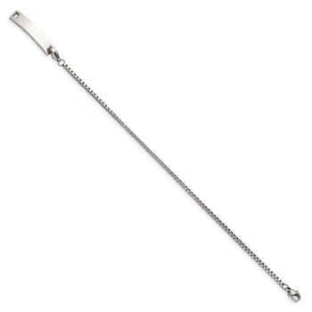 Chisel Stainless Steel Polished Box Chain with Removeable ID Plate 8.5 inch Bracelet — alternate view