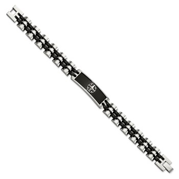 Stainless Steel Brushed and Polished Black IP-plated 8.25in ID Bracelet — alternate view