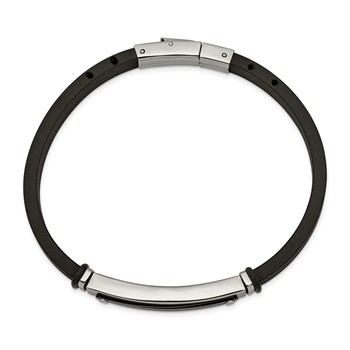 Chisel Stainless Steel Polished Black IP-plated Black Rubber 8.25 inch Bracelet — alternate view