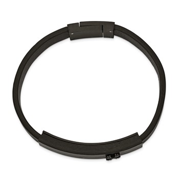 Stainless Steel Brushed Black IP w/Solid Carbon Fiber Leather 8.25in Bracel — alternate view