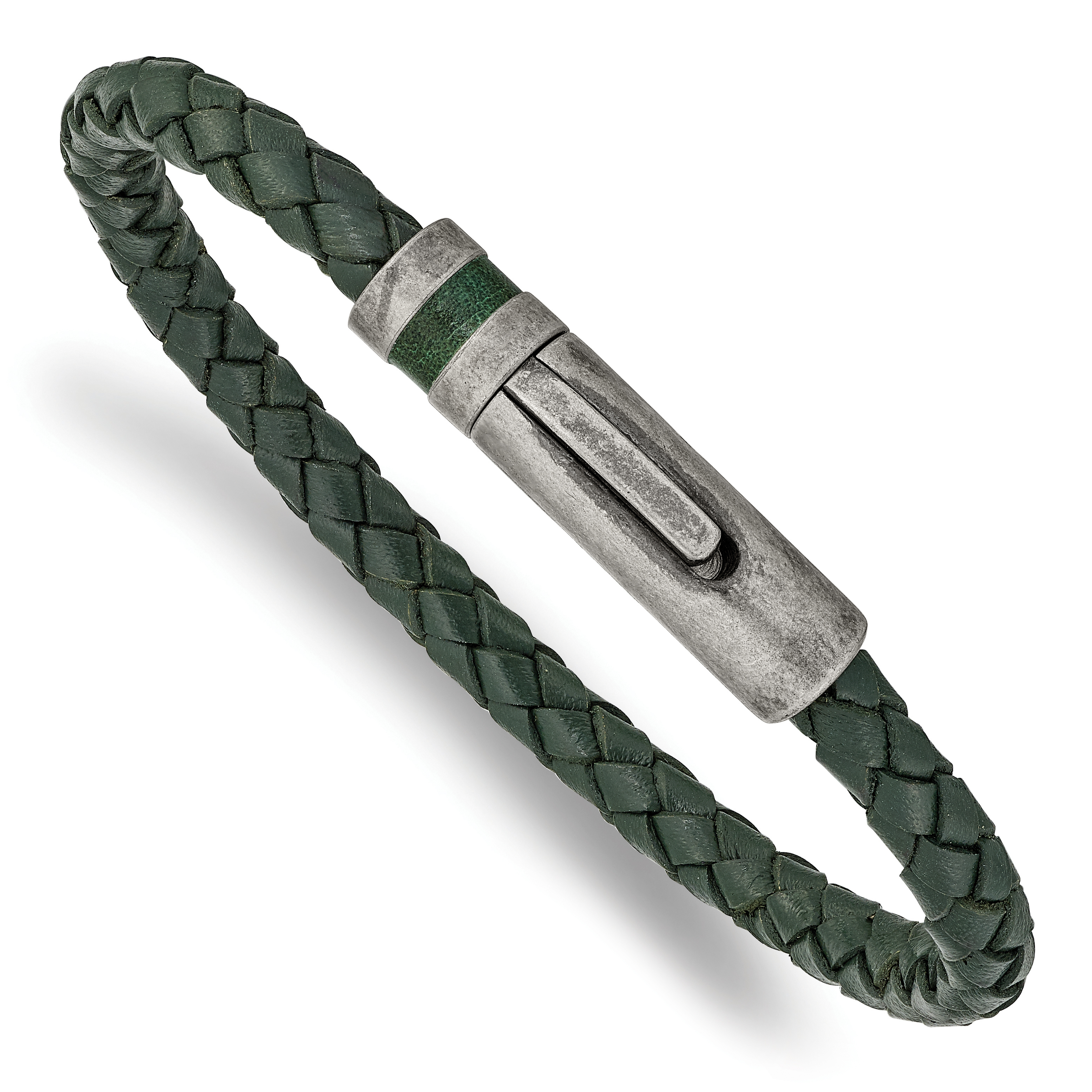 14K Polished Fancy Link Leather Bracelet - Quality Gold