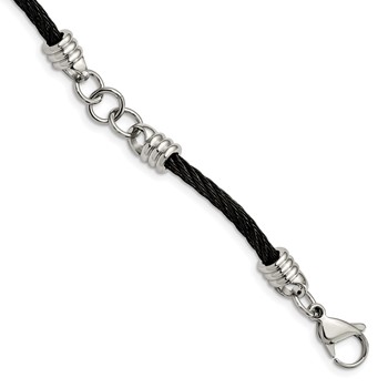 Chisel Stainless Steel Polished Black IP-plated Cable 9 inch Bracelet