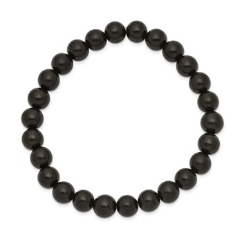 Chisel 8mm Black Wood Beaded Stretch Bracelet — alternate view