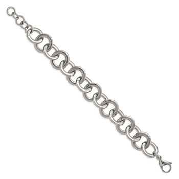 Chisel Stainless Steel Polished 7.5 inch Circle Link Bracelet with 1 inch Extension — alternate view