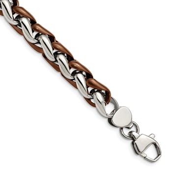Chisel Stainless Steel Polished Brown IP-plated 8.25 inch Bracelet