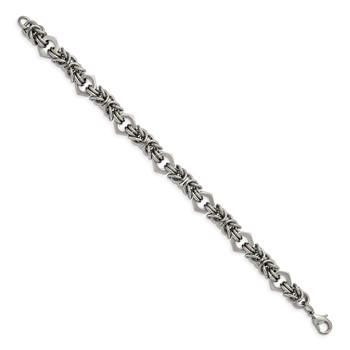Chisel Stainless Steel Brushed and Polished Fancy Byzantine 8.25 inch Bracelet — alternate view