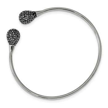 Chisel Stainless Steel Polished with Hematite Flexible Cuff Bangle — alternate view