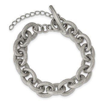 Chisel Stainless Steel Polished and Textured 7 inch Bracelet — alternate view