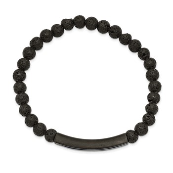 Chisel Stainless Steel Brushed and Polished Black and Blue IP-plated with 6mm Lava Stone Beaded Stretch Bracelet — alternate view