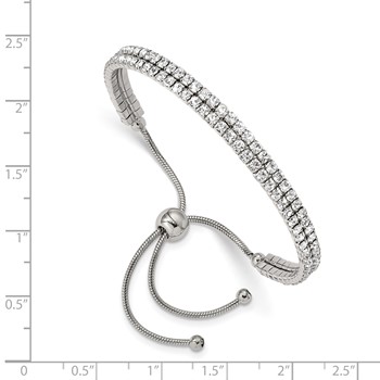 Chisel Stainless Steel Polished Preciosa Crystal Adjustable Bracelet — alternate view