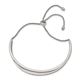 Chisel Stainless Steel Polished with Crystals Adjustable Bangle Bracelet — alternate view