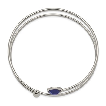 Chisel Stainless Steel Polished with Blue Glass Flexible Bangle — alternate view
