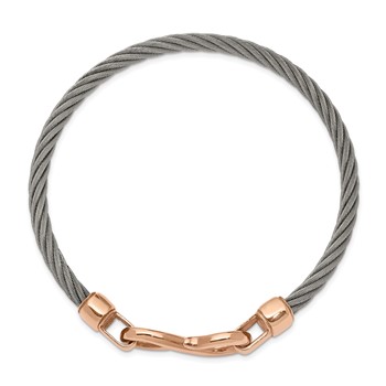 Chisel Stainless Steel Polished Flexible Wire Rose IP-plated Hook Bangle — alternate view