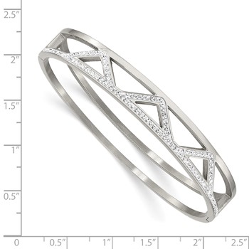 Chisel Stainless Steel Polished with Preciosa Crystal 10mm Hinged Bangle — alternate view