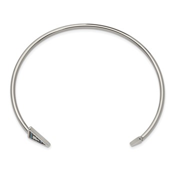 Stainless Steel Polished with Reconstructed Turquoise Triangle Bangle — alternate view