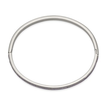 Chisel Stainless Steel Polished Purple CZ 5mm Hinged Bangle — alternate view